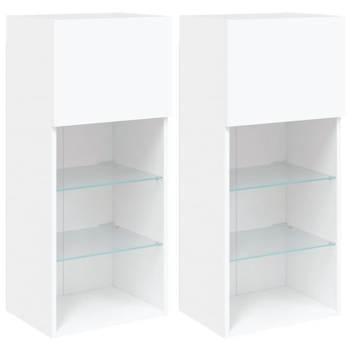 tv-borde med LED-lys 2 stk. 40,5x30x90 cm hvid