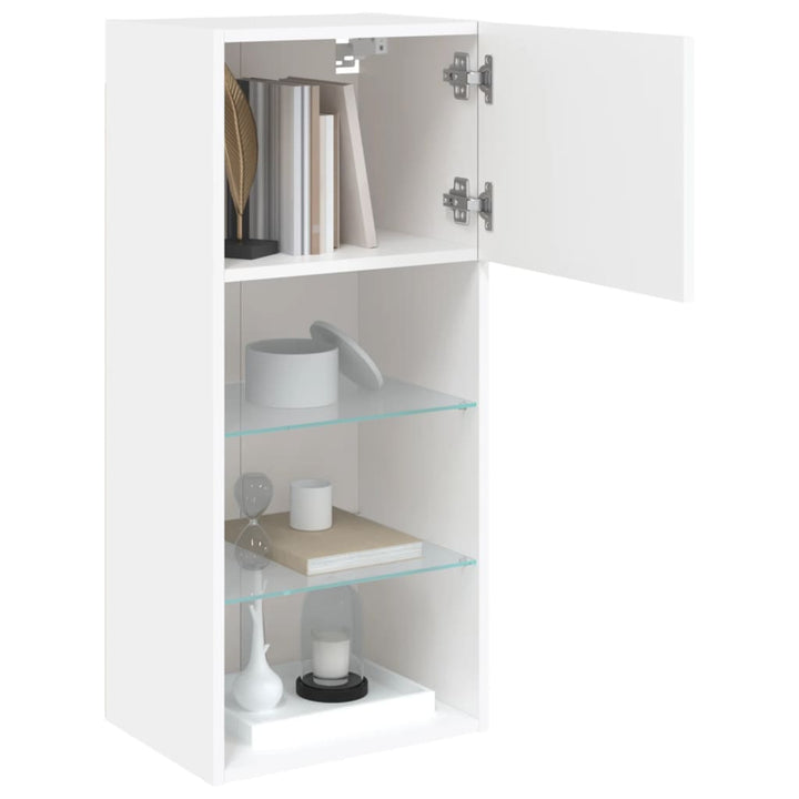 tv-borde med LED-lys 2 stk. 40,5x30x90 cm hvid