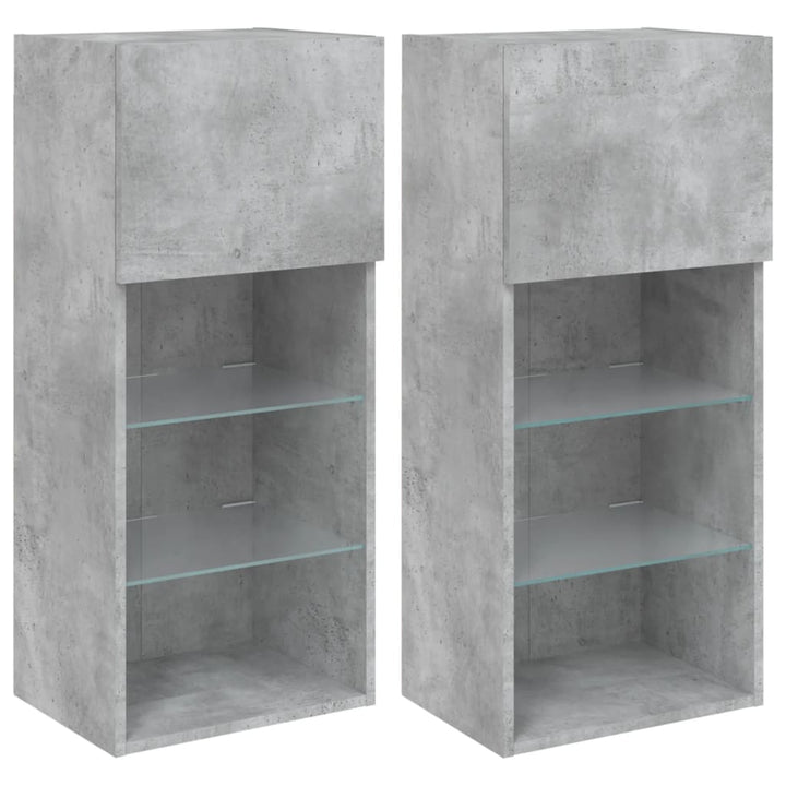tv-borde med LED-lys 2 stk. 40,5x30x90 cm betongrå