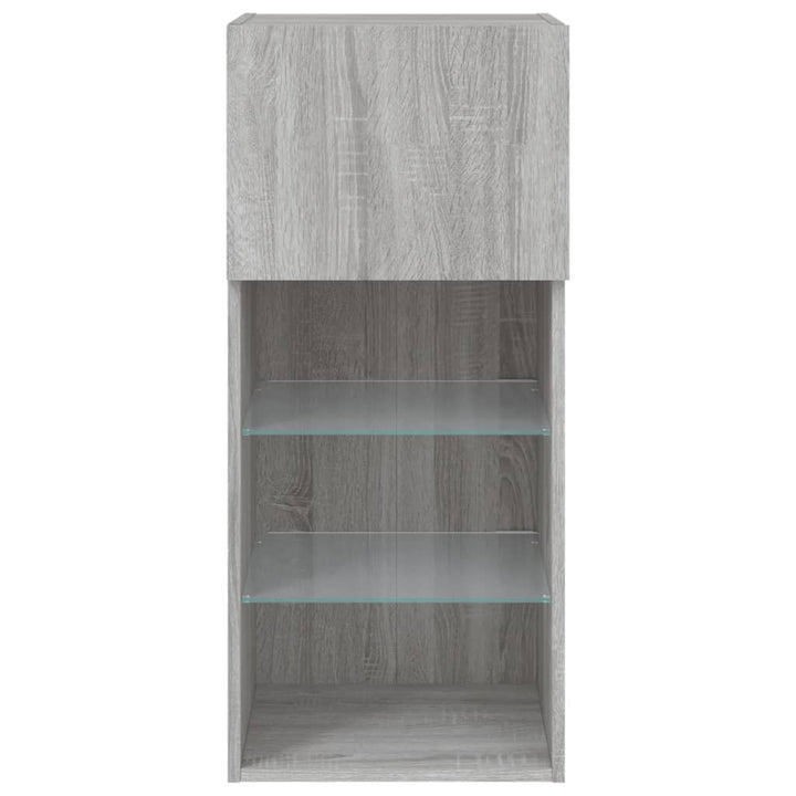 tv-borde 2 stk. med LED-lys 40,5x30x90 cm grå sonoma-eg