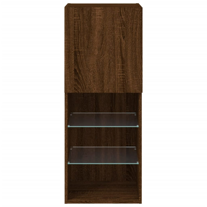 tv-bord med LED-lys 40,5x30x102 cm brun egetræsfarve