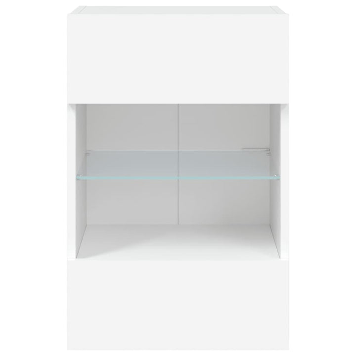 væghængt tv-bord med LED-lys 40x30x60,5 cm hvid