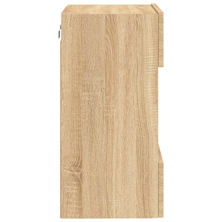 væghængt tv-bord med LED-lys 40x30x60,5 cm sonoma-eg