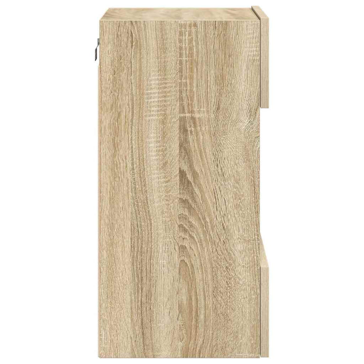 væghængte skabe til TV 2 stk. med LED-lys 40x30x60,5 cm sonoma-eg