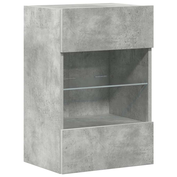 væghængte skabe til TV 2 stk. med LED-lys 40x30x60,5 cm betongrå