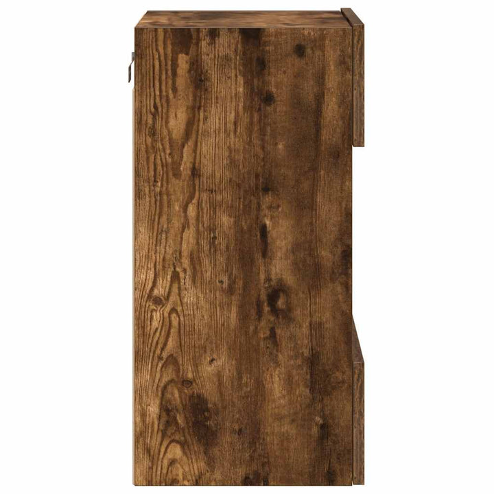 væghængte skabe til TV 2 stk. med LED-lys 40x30x60,5 cm røget eg