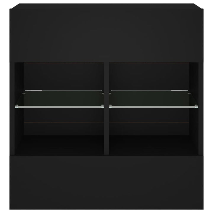væghængt tv-bord med LED-lys 58,5x30x60,5 cm sort