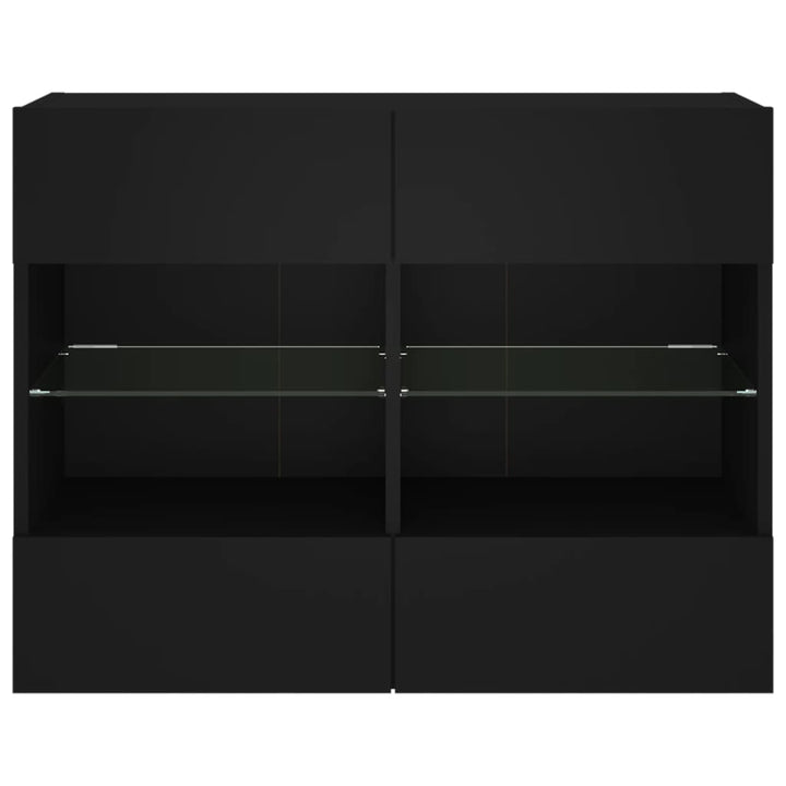 væghængt tv-bord med LED-lys 78,5x30x60,5 cm sort