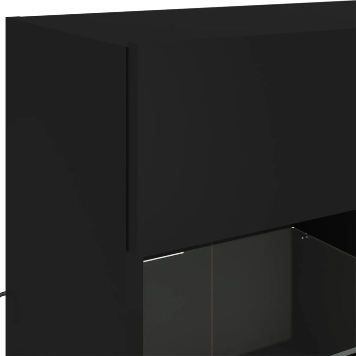 væghængt tv-bord med LED-lys 78,5x30x60,5 cm sort