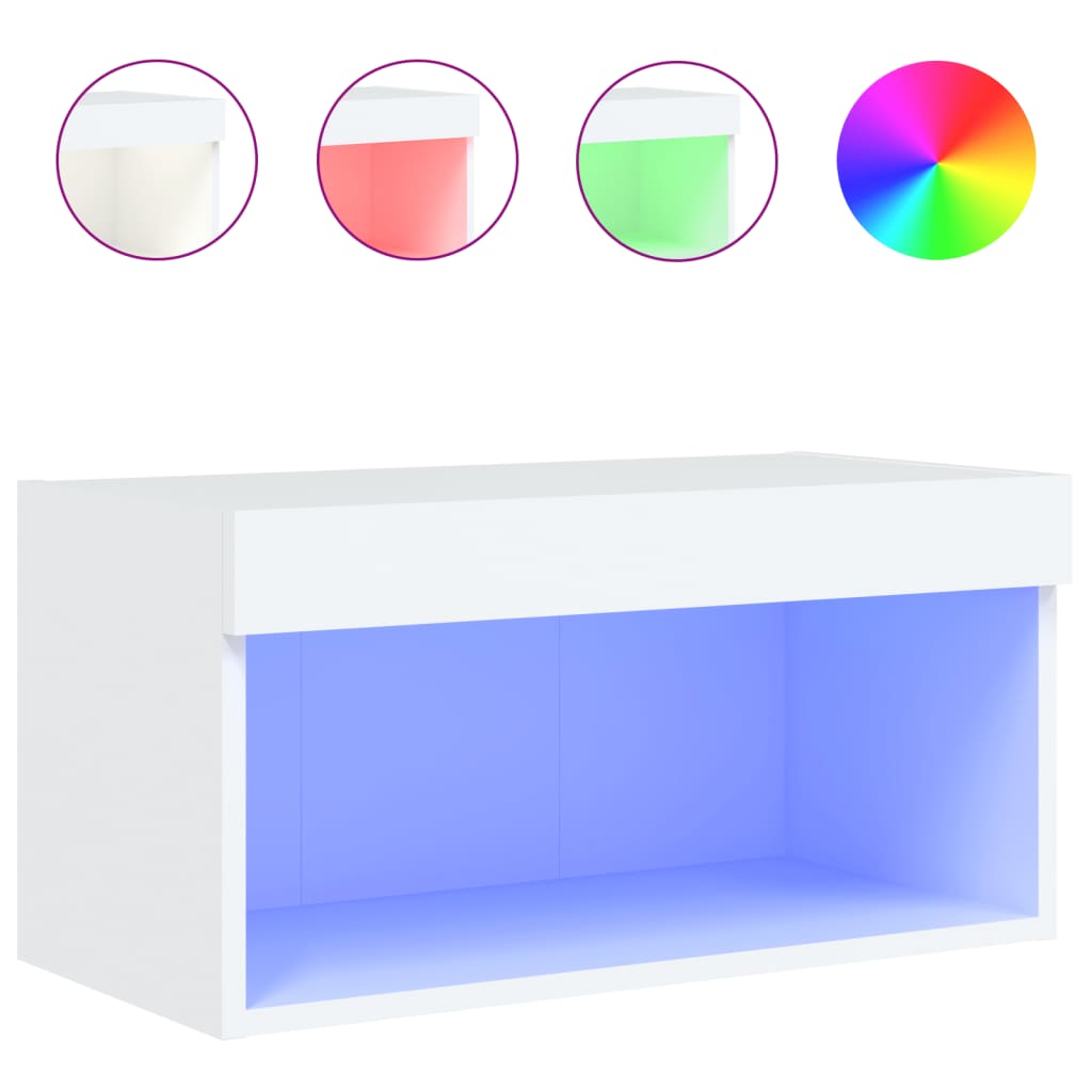 tv-bord med LED-lys 60x30x30 cm hvid