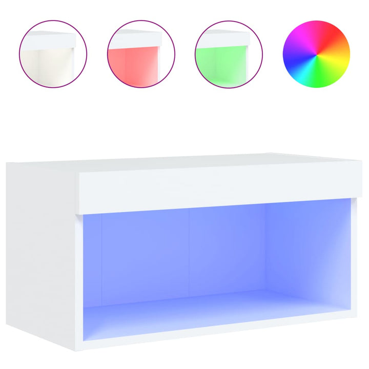 tv-bord med LED-lys 60x30x30 cm hvid
