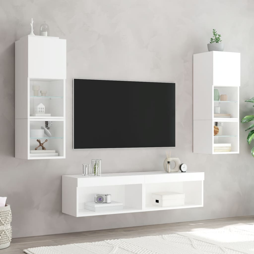 tv-bord med LED-lys 60x30x30 cm hvid