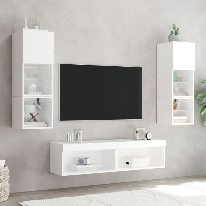 tv-bord med LED-lys 60x30x30 cm hvid