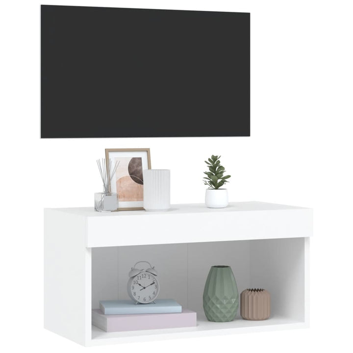 tv-bord med LED-lys 60x30x30 cm hvid
