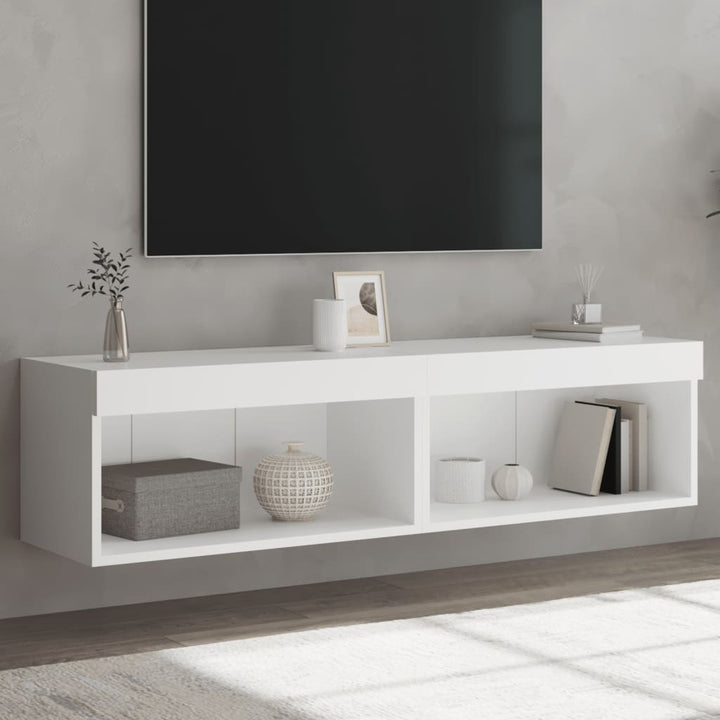 tv-borde med LED-lys 2 stk. 60x30x30 cm hvid