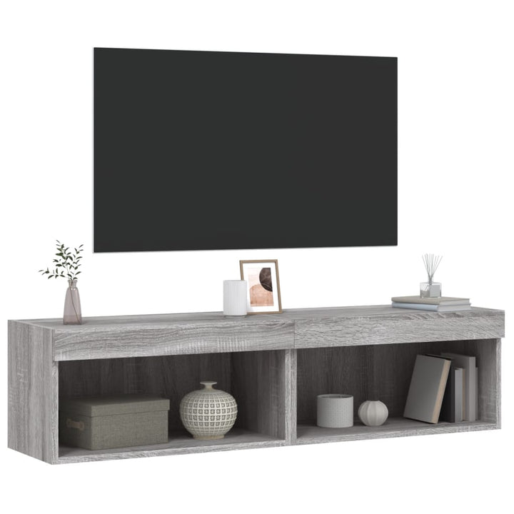 tv-borde 2 stk. 60x30x30 cm med LED-lys grå sonoma-eg
