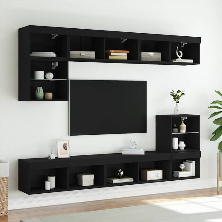 tv-bord med LED-lys 80x30x30 cm sort