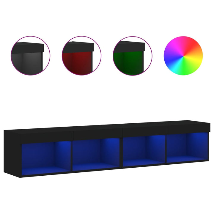 tv-borde 2 stk. med LED-lys 80x30x30 cm sort