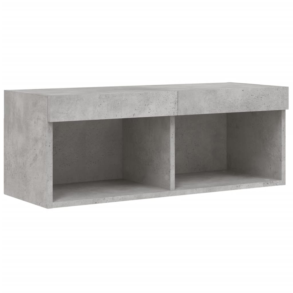 sengebord med LED-lys 80x30x30 cm betongrå