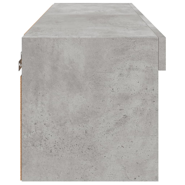sengebord med LED-lys 80x30x30 cm betongrå