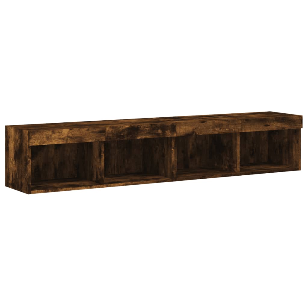 tv-borde med LED-lys 2 stk. 80x30x30 cm røget egetræsfarve