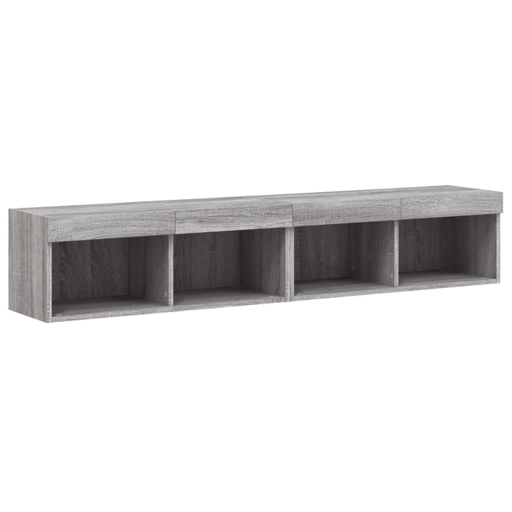 tv-borde 2 stk. med LED-lys 80x30x30 cm grå sonoma-eg