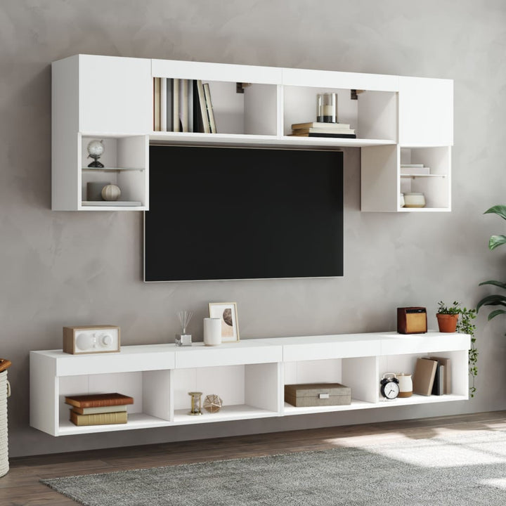 tv-bord med LED-lys 100x30x30 cm hvid