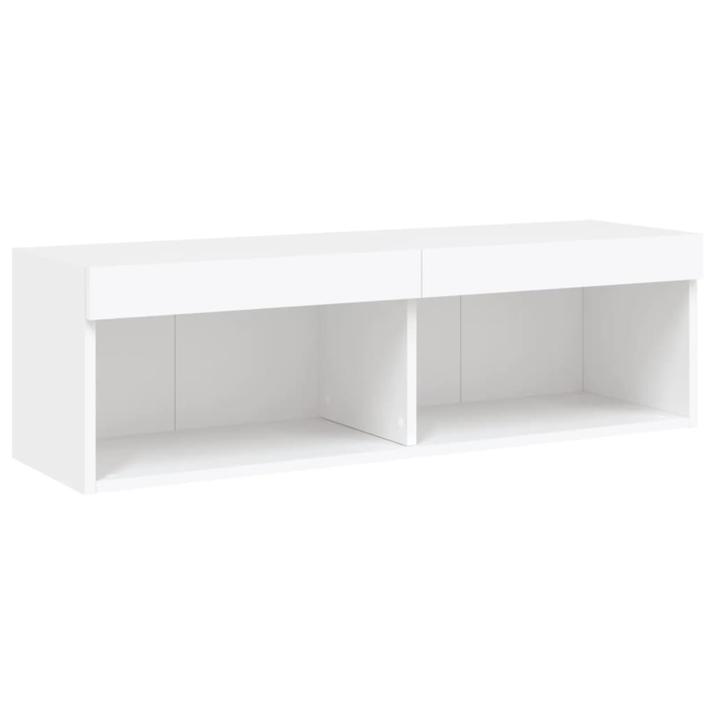 tv-bord med LED-lys 100x30x30 cm hvid