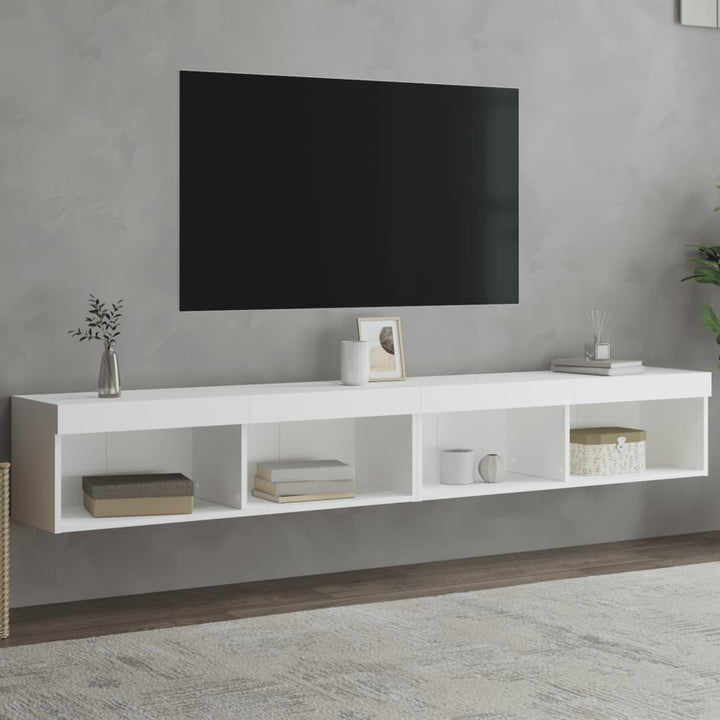 tv-borde 2 stk. med LED-lys 100x30x30 cm hvid