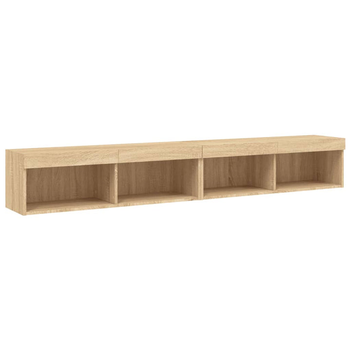 tv-borde 2 stk. med LED-lys 100x30x30 cm sonoma-eg