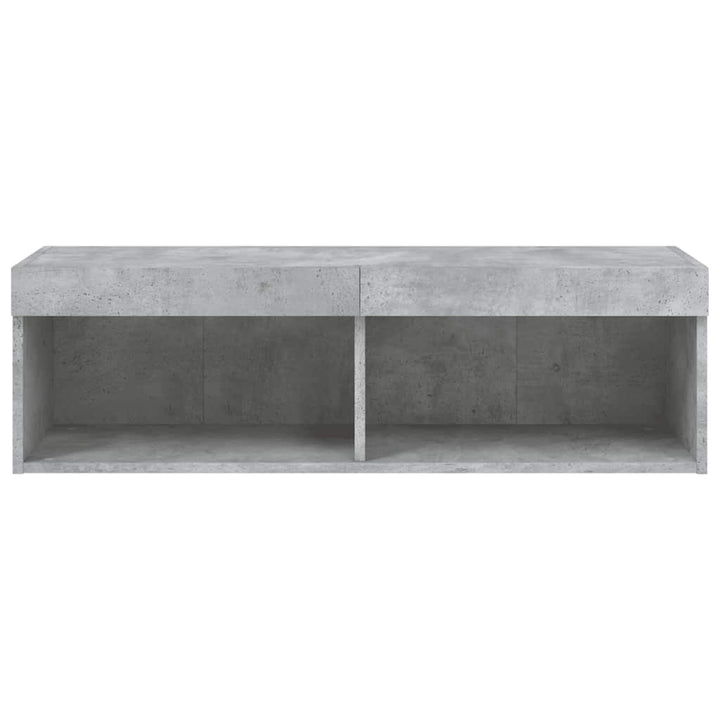 tv-bord med LED-lys 100x30x30 cm betongrå