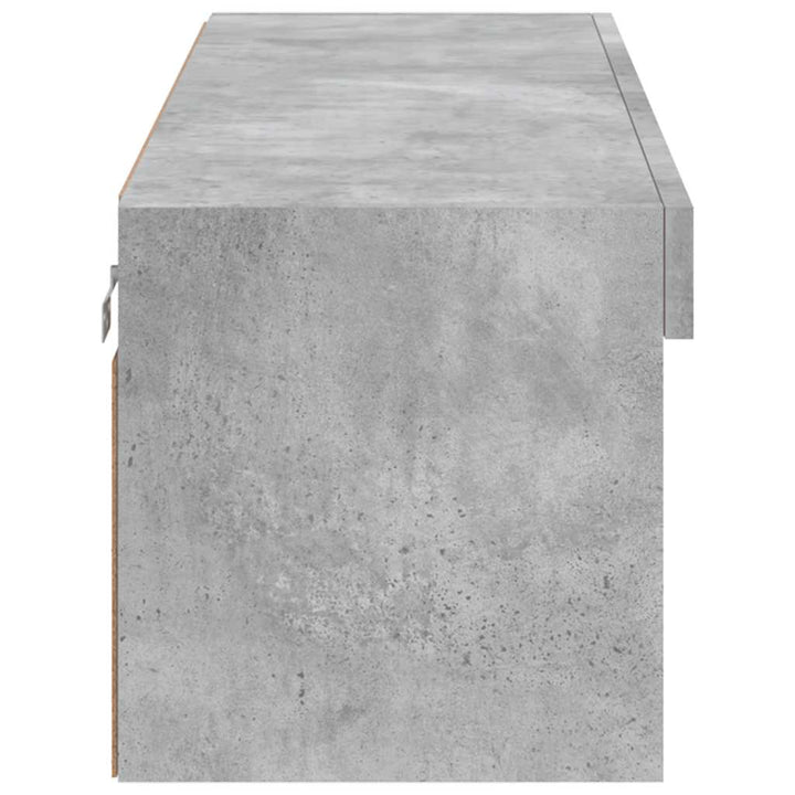 tv-bord med LED-lys 100x30x30 cm betongrå