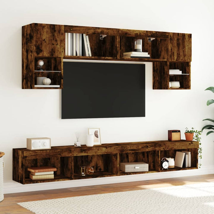 tv-bord med LED-lys 100x30x30 cm røget egetræsfarve