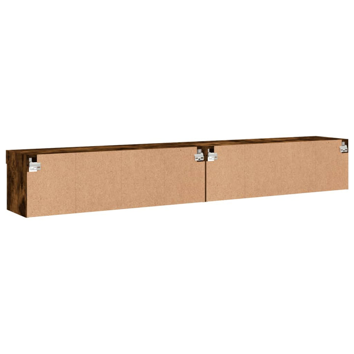 tv-borde 2 stk. med LED-lys 100x30x30 cm røget egetræsfarve