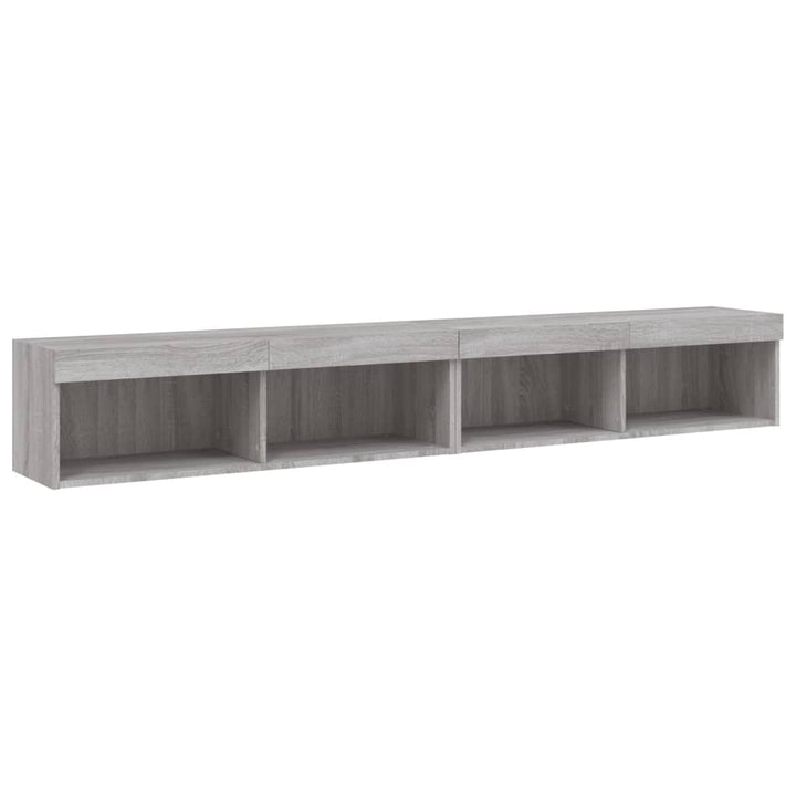 tv-borde 2 stk. 100x30x30 cm med LED-lys grå sonoma-eg
