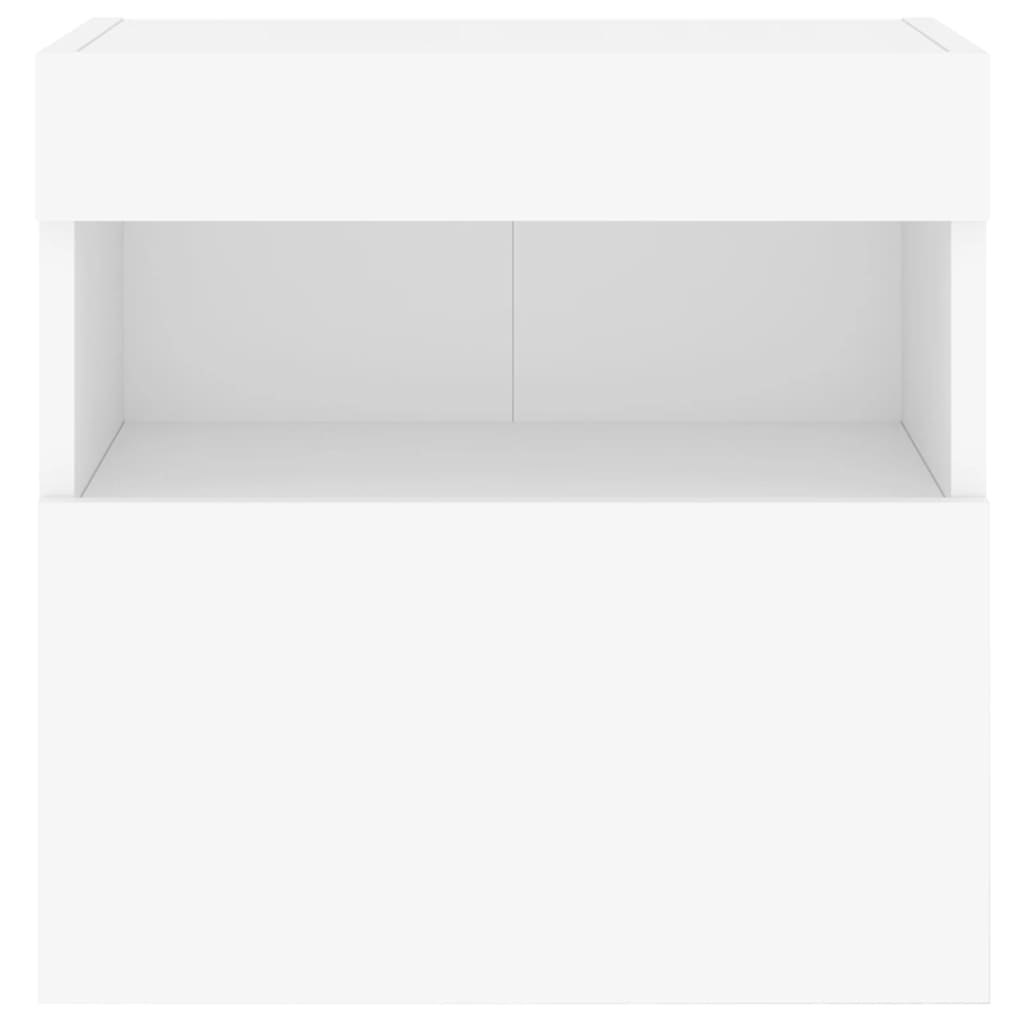 væghængte tv-borde 2 stk. med LED-lys 40x30x40 cm hvid