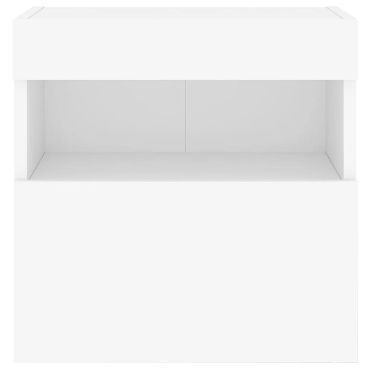 væghængte tv-borde 2 stk. med LED-lys 40x30x40 cm hvid