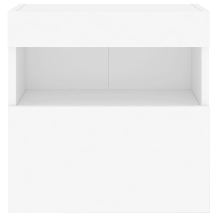 væghængte tv-borde 2 stk. med LED-lys 40x30x40 cm hvid