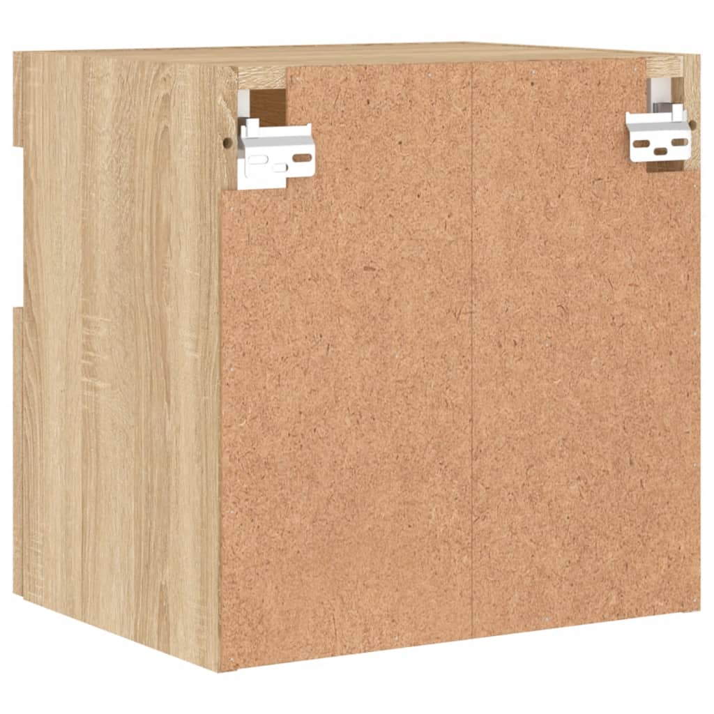 væghængte tv-borde 2 stk. med LED-lys 40x30x40 cm sonoma-eg