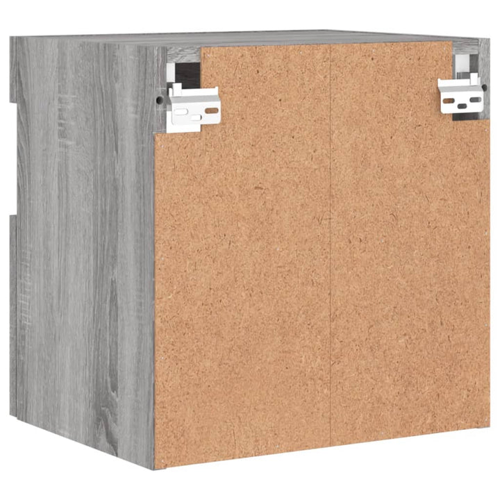 væghængt tv-bord m. LED-lys 40x30x40 cm grå sonoma-eg