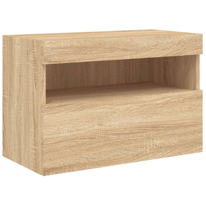 væghængt tv-bord med LED-lys 60x30x40 cm sonoma-eg