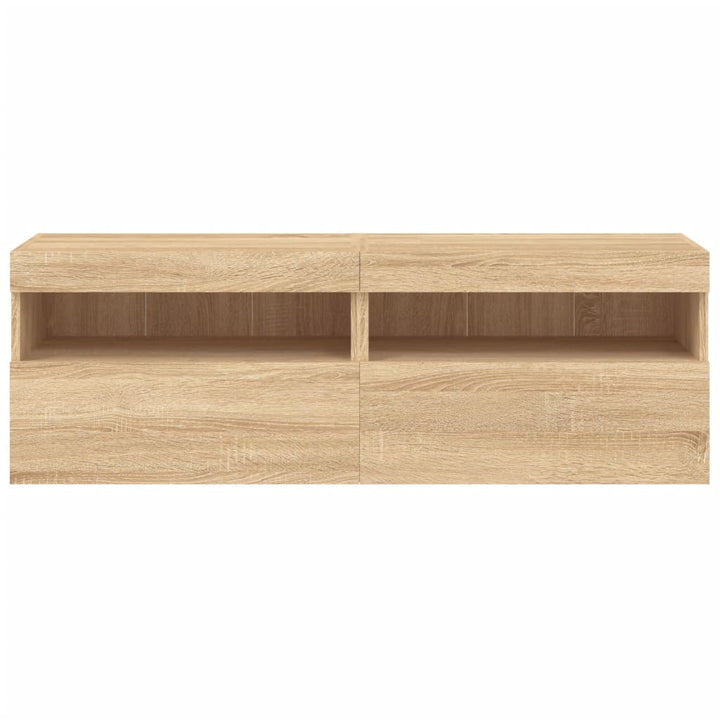 væghængte tv-borde 2 stk. med LED-lys 60x30x40 cm sonoma-eg
