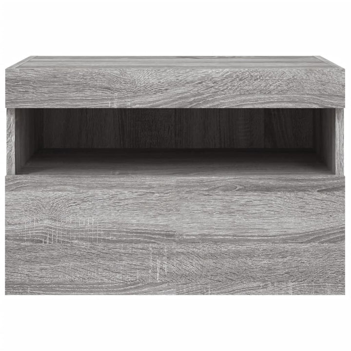 væghængt tv-bord m. LED-lys 60x30x40 cm grå sonoma-eg