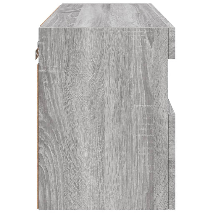 væghængt tv-bord m. LED-lys 60x30x40 cm grå sonoma-eg