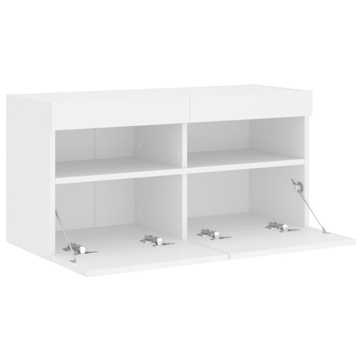 væghængt tv-bord med LED-lys 80x30x40 cm hvid