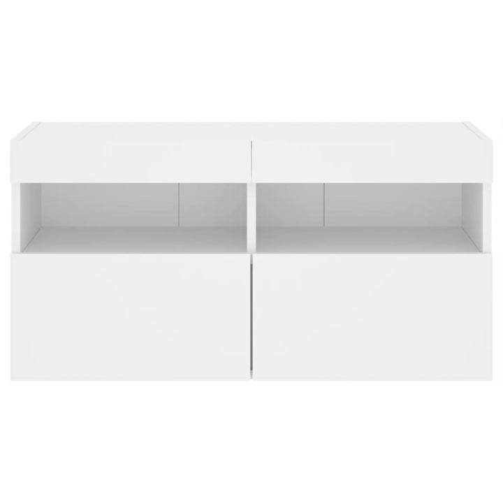 væghængt tv-bord med LED-lys 80x30x40 cm hvid