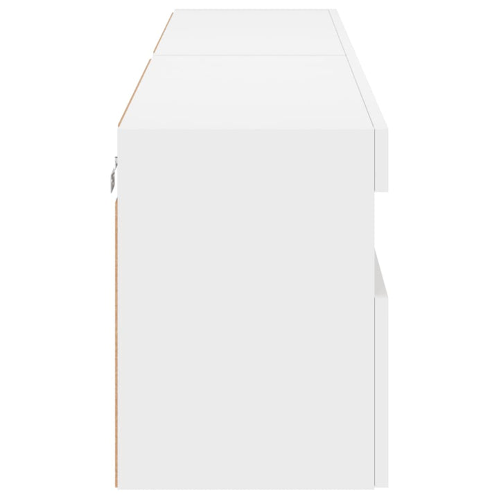 væghængte tv-borde 2 stk. med LED-lys 80x30x40 cm hvid