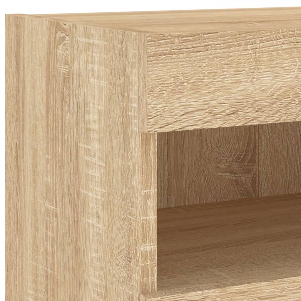 væghængt tv-bord med LED-lys 80x30x40 cm sonoma-eg