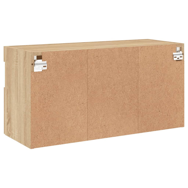 væghængt tv-bord med LED-lys 80x30x40 cm sonoma-eg