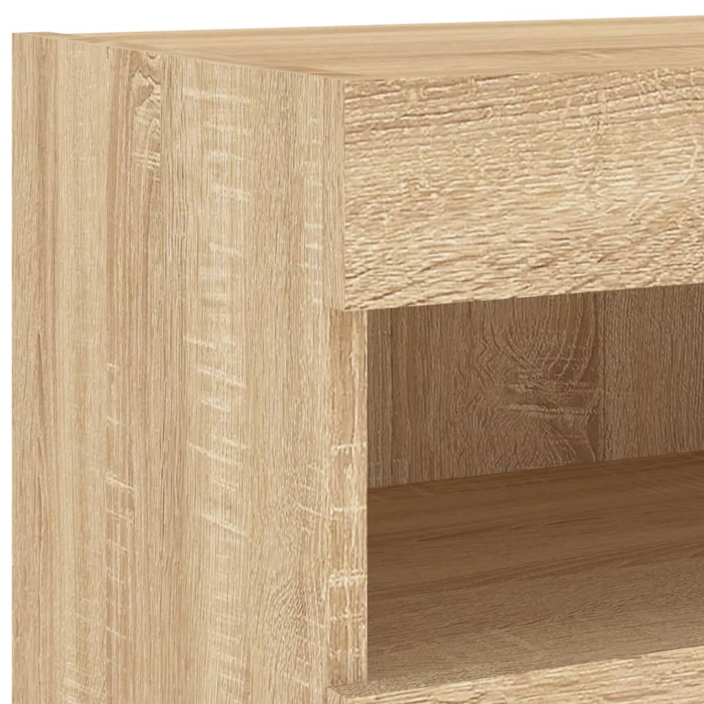 væghængte tv-borde 2 stk. med LED-lys 80x30x40 cm sonoma-eg